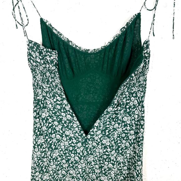 Reformation Esther Green Floral Mini Dress Ruffle Scoop Neck Adjustable Straps 0 - Picture 13 of 14